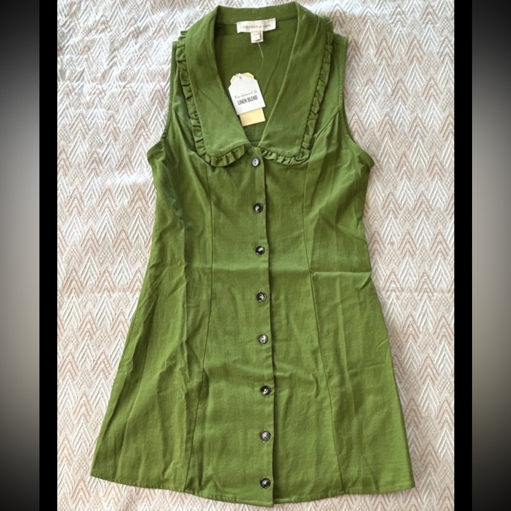 SOLD Monteau Olive Button-Down Midi Dress Size Small